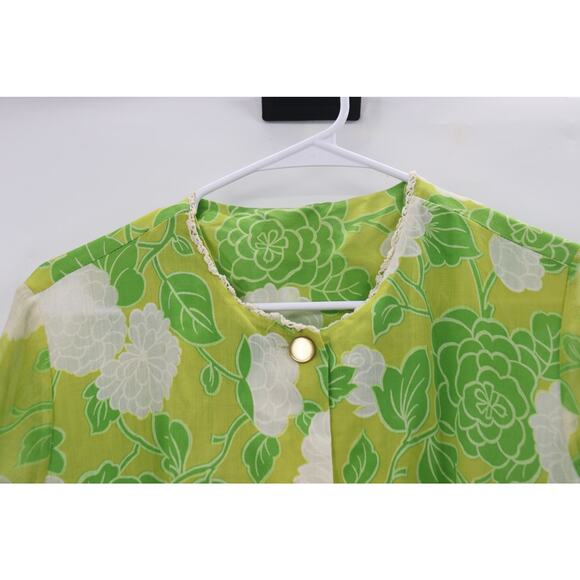 Vintage Green Floor Length Floral Cotton Dress - Picture 8 of 12